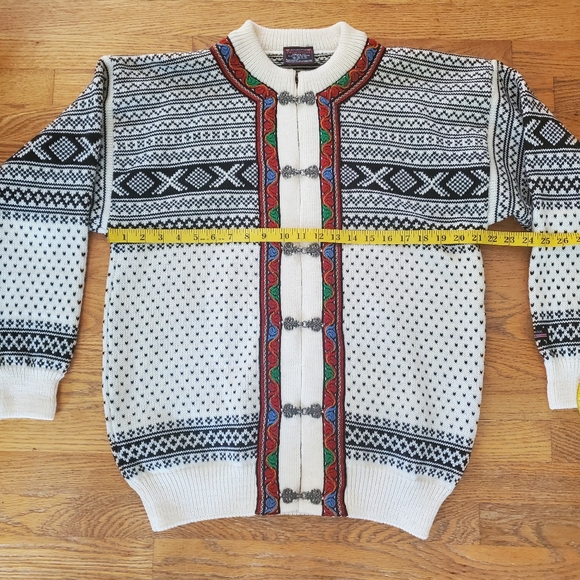Norwool of Norway Pure New Wool Arctic Circle Setesdal Cardigan Sweater Large - Picture 3 of 7